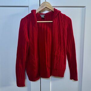 Ann Taylor Red Cable-Knit Hoodie